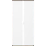 Armoire de chambre AALBORG - Décor Blanc et chene - 2 portes battantes - L100 x P50,2 x H204,3 cm - PARISOT