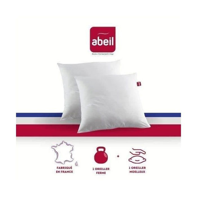 ABEIL Lot de 2 Oreillers DOUBLE CONFORT 100% Coton 60x60cm
