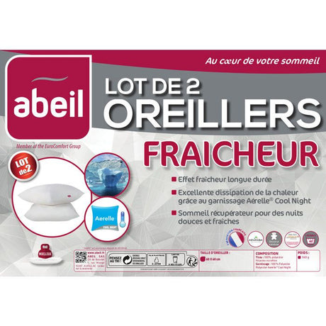 ABEIL Lot de 2 Oreillers Aerelle Cool Night - 60 x 60 cm - Blanc