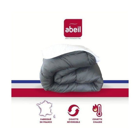 ABEIL Couette chaude Bicolore - 220 x 240 cm - Blanc et gris