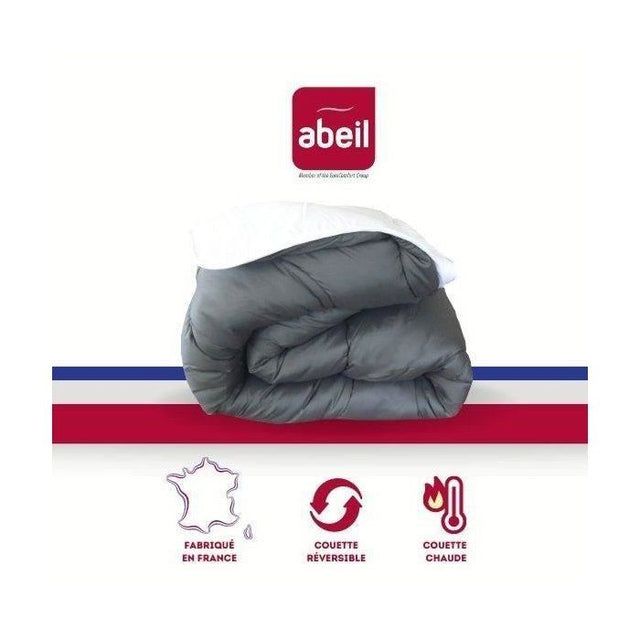 ABEIL Couette chaude Bicolore - 220 x 240 cm - Blanc et gris