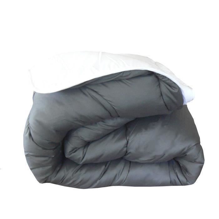 ABEIL Couette chaude Bicolore - 240 x 260 cm - Blanc et gris