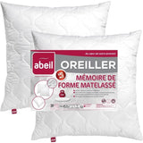 ABEIL Lot de 2 Oreillers a mÈmoire de forme matelassÈs- 60x60 cm - Blanc