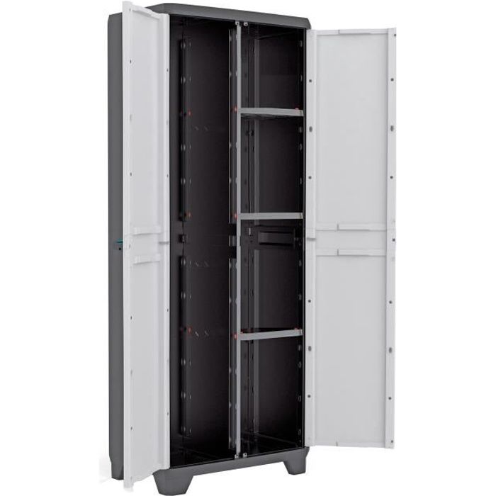 KETER Armoire de rangement utilitaire Linear - 68 x 39 x 173 cm - Noir et gris