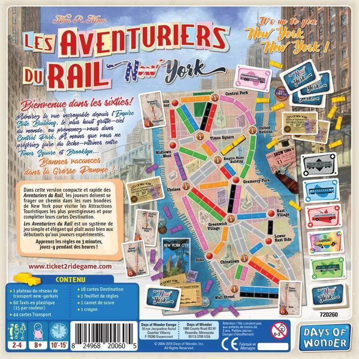 Les Aventuriers du Rail : New York - AC-D…CO - Jeu de sociÈtÈ - 8 ans et plus - 2 a 4 joueurs - 10 a 15 minutes