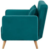 CanapÈ BZ DEPLO 2 places - Tissu bleu canard 140 - L 152 x P 90 x H 81 cm