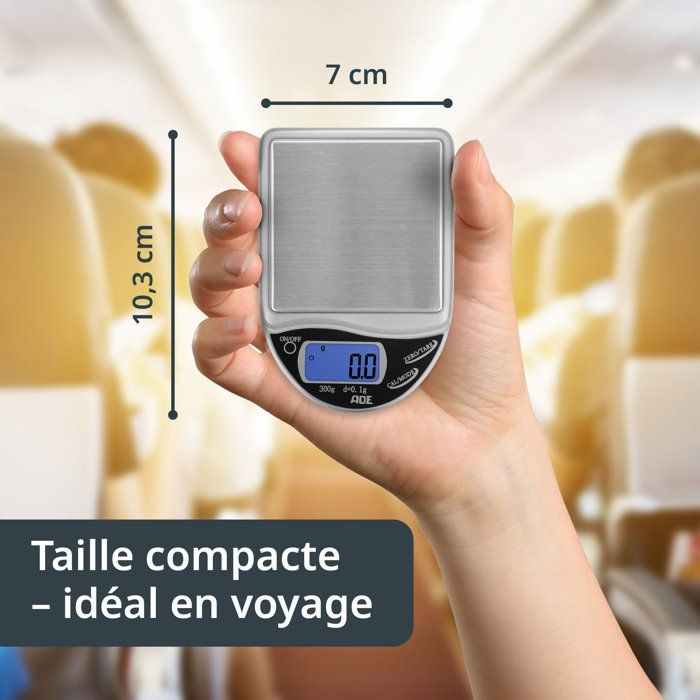 Balance de cuisine digitale - ADE - POCKET - Plastique ABS - De 0,1 a 300 Gr - Inclus 2 piles AAA