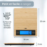 Balance de cuisine digitale - ADE - RAMONA - Bambou - 23 x 18 x 2 cm - Inclus 2 piles Cr2032