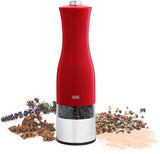 Moulin Poivre/Sel électrique - ADE -KITCHEN GADGETS - Acier inoxydable/plastique - H 22,5 cm - Inclus 6 pilles AAA - Rouge
