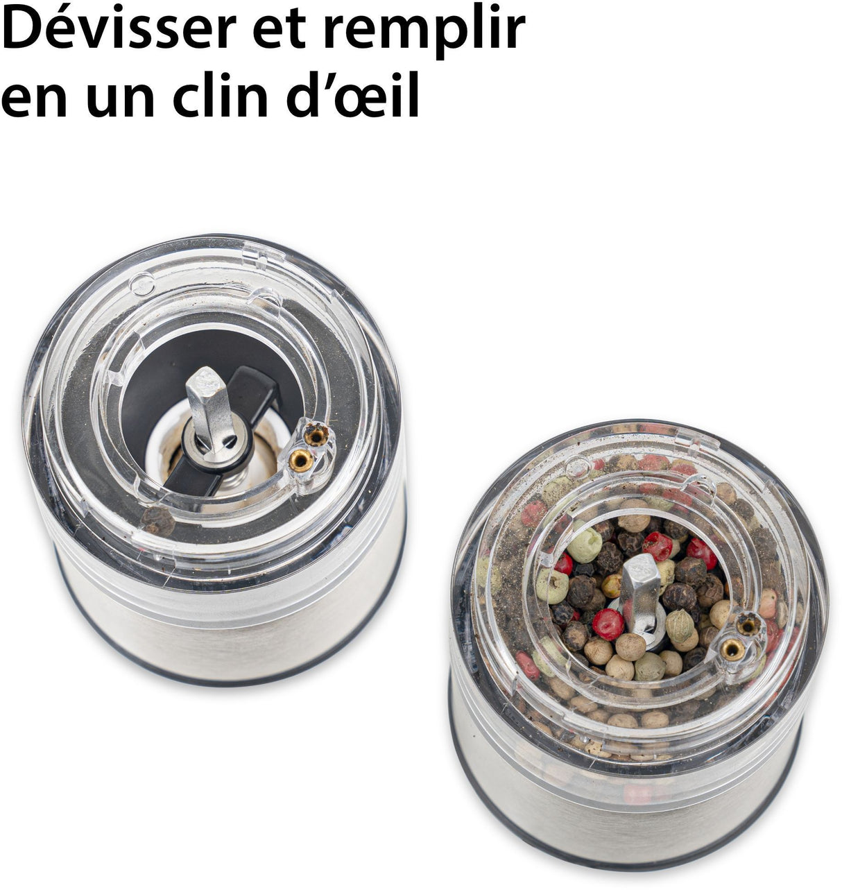 Moulin Poivre/Sel électrique - ADE -KITCHEN GADGETS - Acier inoxydable/plastique - H 22,5 cm - Inclus 6 pilles AAA - Rouge