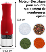 Moulin Poivre/Sel électrique - ADE -KITCHEN GADGETS - Acier inoxydable/plastique - H 22,5 cm - Inclus 6 pilles AAA - Rouge
