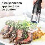 Moulin Poivre/Sel électrique - ADE -KITCHEN GADGETS - Acier inoxydable/plastique - H 22,5 cm - Inclus 6 pilles AAA - Noir