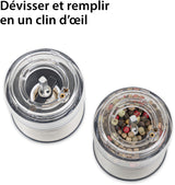 Moulin Poivre/Sel électrique - ADE -KITCHEN GADGETS - Acier inoxydable/plastique - H 22,5 cm - Inclus 6 pilles AAA - Noir