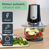 Hachoir Multi électrique - ADE - KITCHEN GADGETS - 2 vitesses - 1,2 L - Noir / Inox
