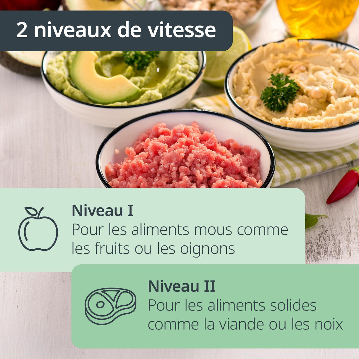 Hachoir Multi électrique - ADE - KITCHEN GADGETS - 2 vitesses - 1,2 L - Noir / Inox