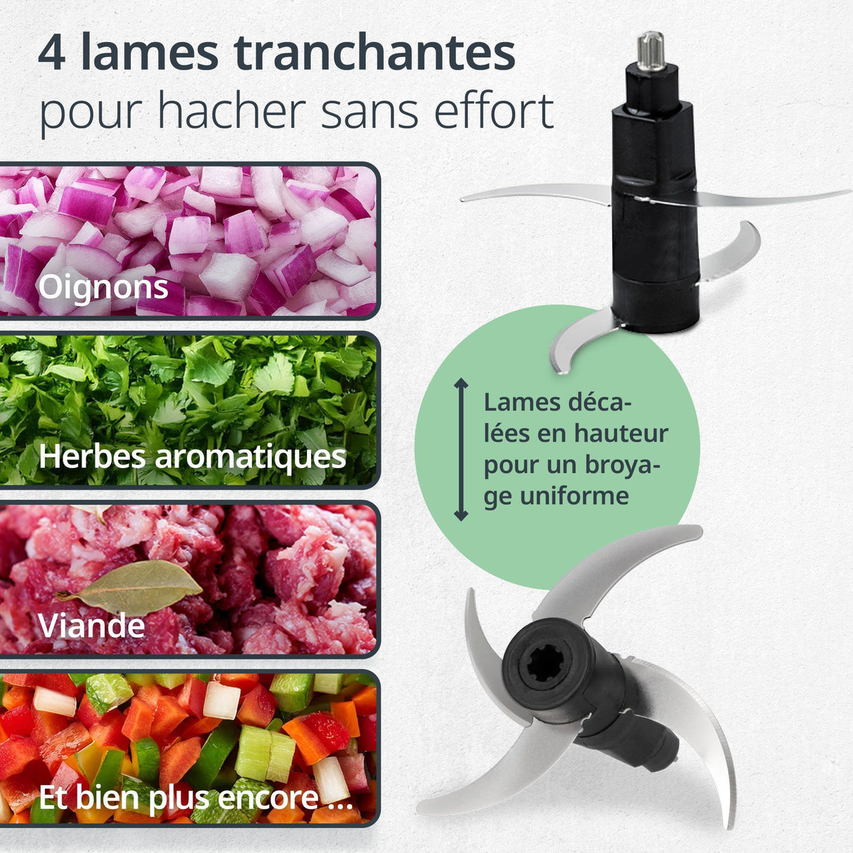 Hachoir Multi électrique - ADE - KITCHEN GADGETS - 2 vitesses - 1,2 L - Noir / Inox