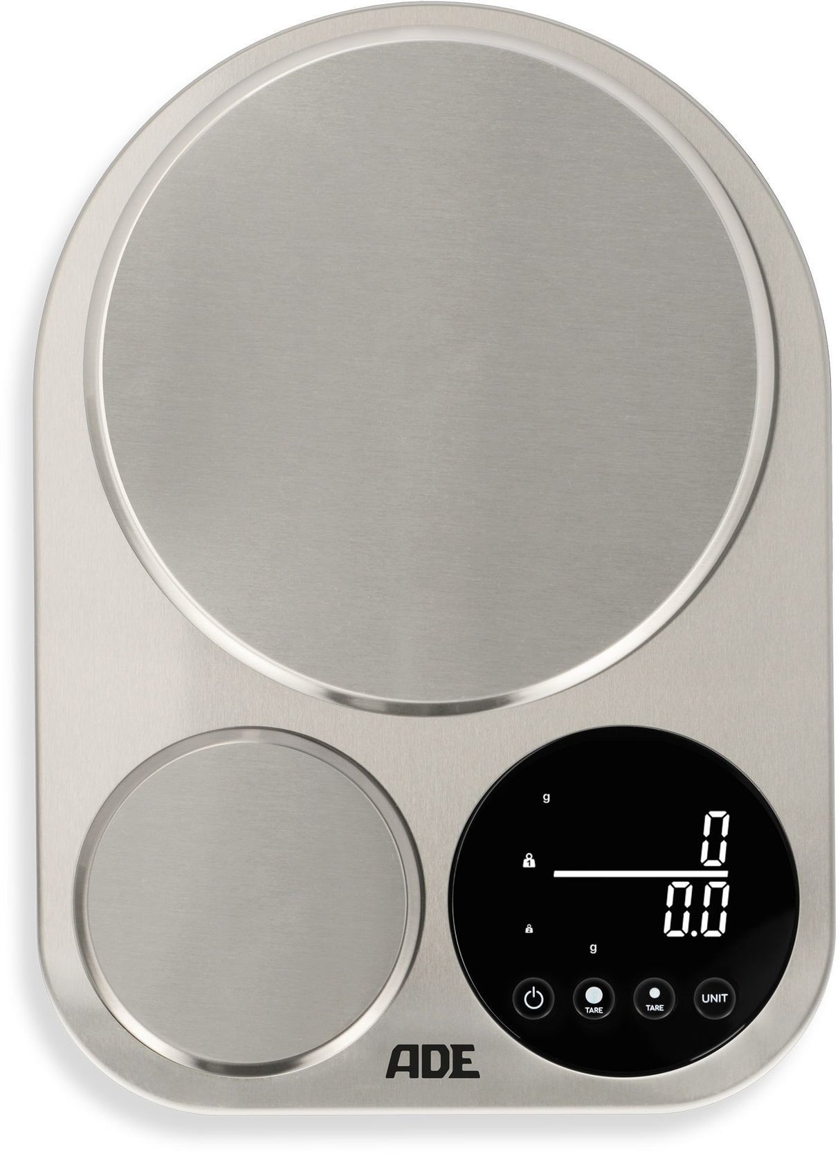 Balance de cuisine duo digitale - ADE - ISABELLA - Acier inoxydable/Plastique - 23x16,5 cm - Inclus 3 piles AAA