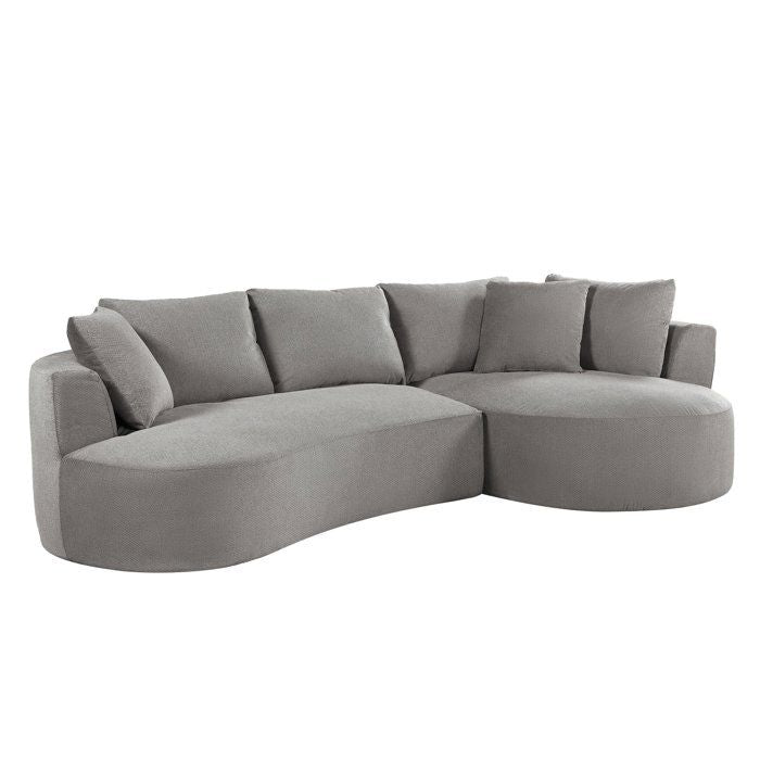 Canapé compressé modulable - 3/4 places - ADeLE - Tissu Gris clair - Avec design courbes - 307 x 167 x 90 cm