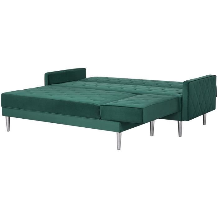 CanapÈ d'angle rÈversible 3 places  ISTANA -Velours Vert-  - - L 286 x P 169 x H 80 cm