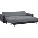CanapÈ d'angle 3 places rÈversible - Tissu gris et simili noir - Pieds en acier - L 277 x P 157 x H 80 cm - IVANA
