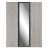 Armoire de chambre - ADRIA - Chene cendré / Gris foncé - 3 portes battantes - 1 miroir - L165,6 x P54,2 x H210,5 cm