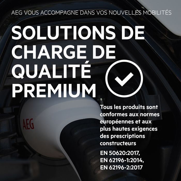Câble de charge véhicules électriques & hybrides - AEG - Type 2 - Câble triphasé 32A 480V AC - Jusqu a 22Kw - Longueur : 5m