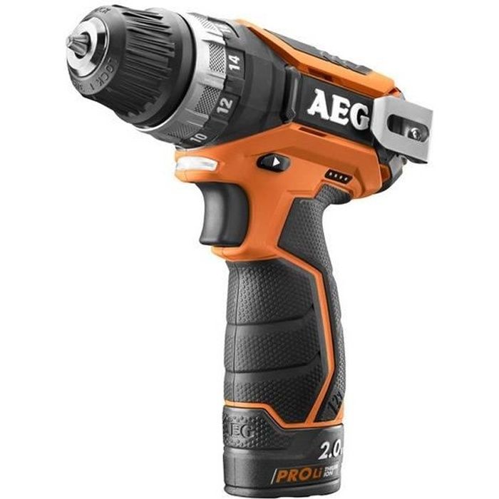 AEG - 12V drill-driver, 2 speeds, 32 Nm, 171 mm, 2 Pro lithium 2.0 Ah batteries, charger, in case - BS12C2 LI-202C