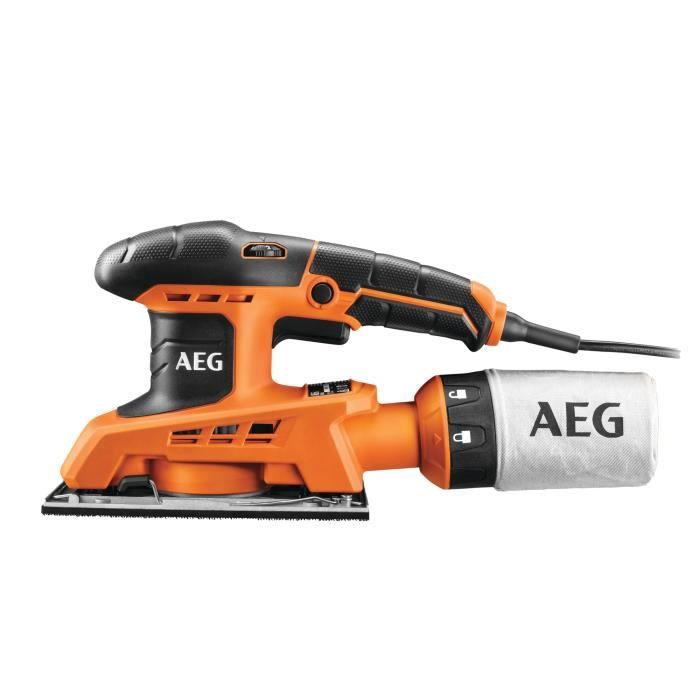 AEG - Ponceuse vibrante 250 W, 1/3 feuille, fixation scratch ou a pince, 6000 a 12000 osc/min, oscillation 2,0 mm, en carton - FS250