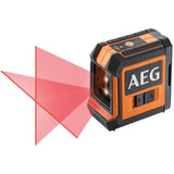 AEG - Niveau laser croix, portÈe 15 m, laser rouge, 2 lignes, avec 1 adaptateur, 2 piles AA, 1 pochette de rangement - CLR215-B