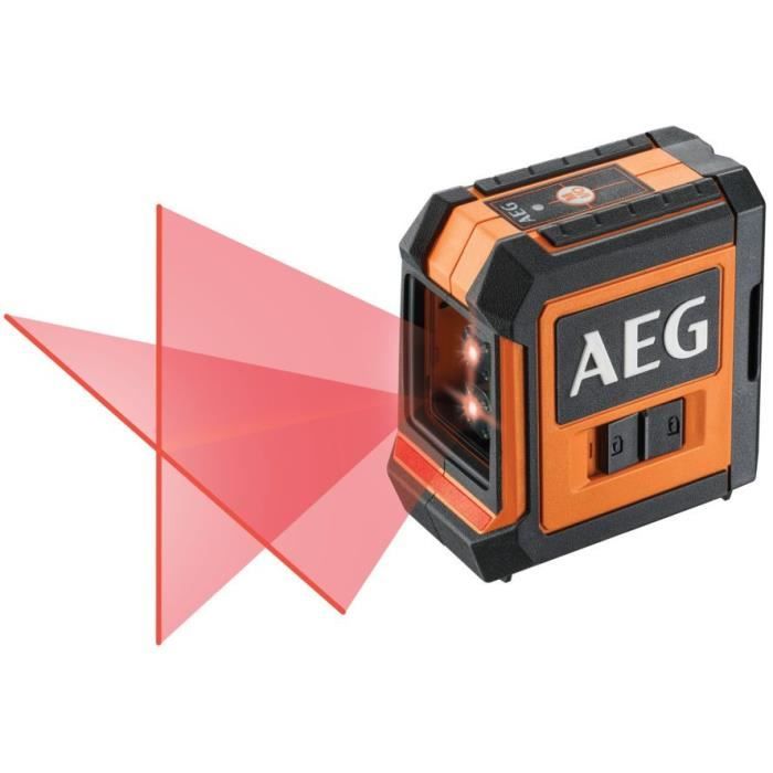 AEG - Niveau laser croix, portée 15 m, laser rouge, 2 lignes, avec 1 adaptateur, 2 piles AA, 1 pochette de rangement - CLR215-B