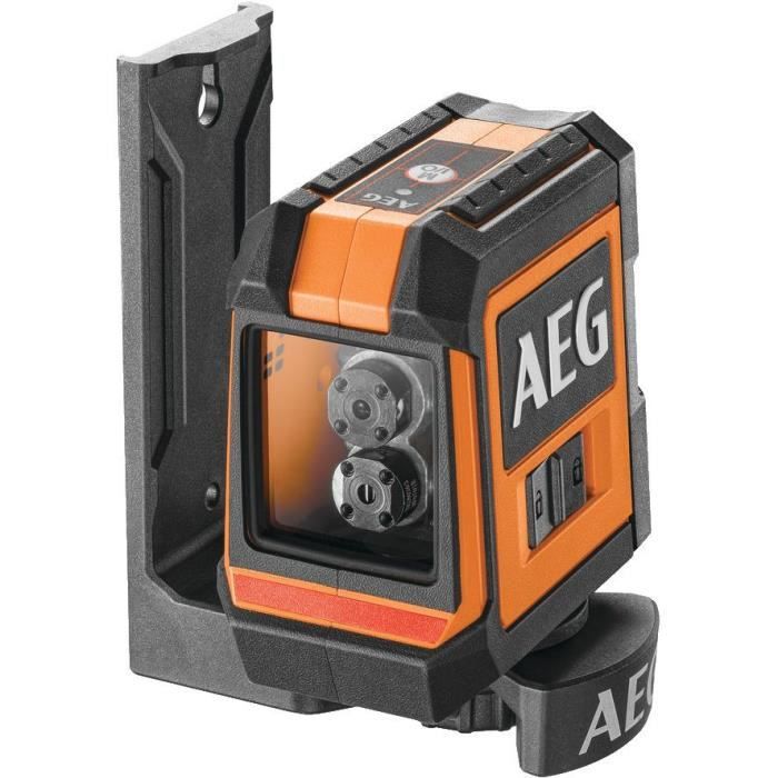 AEG - Niveau laser croix, portÈe 15 m, laser rouge, 2 lignes, avec 1 adaptateur, 2 piles AA, 1 pochette de rangement - CLR215-B