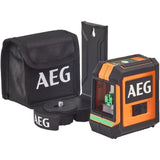 AEG - Niveau laser croix, portÈe 20 m, laser vert, 2 lignes, avec 1 adaptateur, 2 piles AA, 1 pochette de rangement - CLG220-B