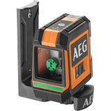 AEG - Niveau laser croix, portÈe 20 m, laser vert, 2 lignes, avec 1 adaptateur, 2 piles AA, 1 pochette de rangement - CLG220-B