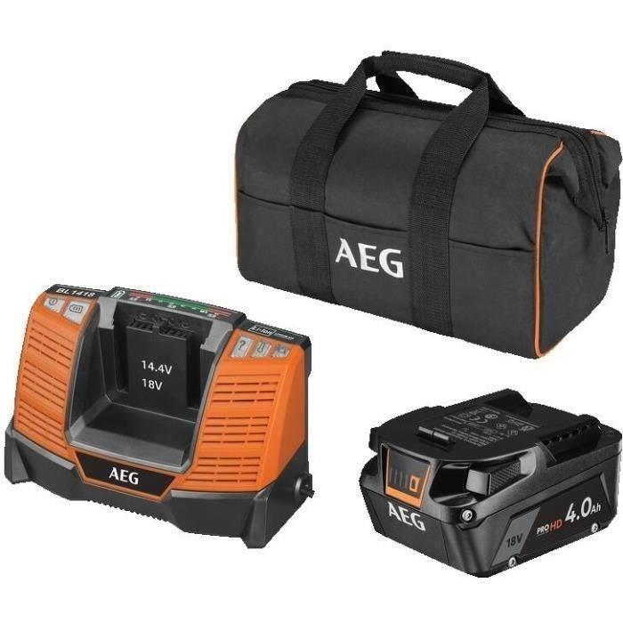 AEG - 1 batterie Pro lithium 18V 4,0 Ah HIGH DEMAND, chargeur, en sac - SETL1840SHD