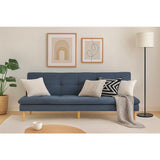 Canapé convertible - 3 places - AGATHE - Tissu Bleu Chambray - 180 x 74 x 72 cm