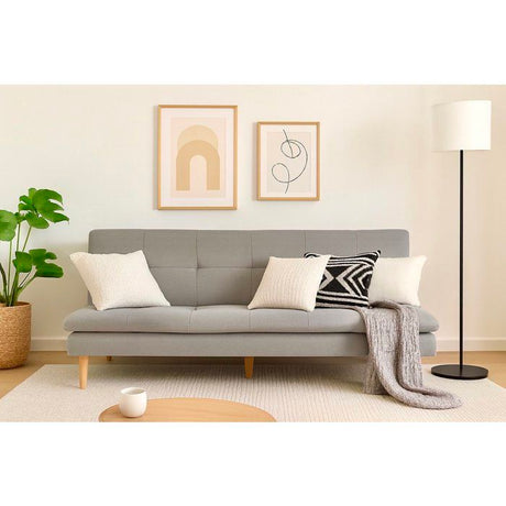 Canapé convertible - 3 places - AGATHE - Tissu Gris Greige - 180 x 74 x 72 cm