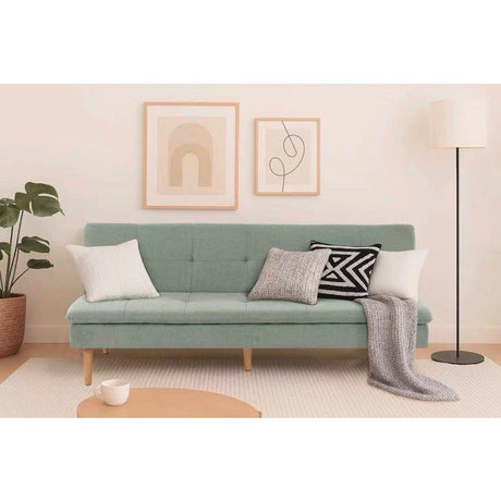 Canapé convertible - 3 places - AGATHE - Tissu Vert feutré - 180 x 74 x 72 cm