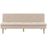 Canapé convertible - 3 places - AGATHE - Tissu Beige - 180 x 74 x 72 cm