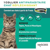 Collier répulsif anti-tiques et puces - VETOCANIS - Noir Reflechissant pour Chat
