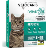 Collier répulsif anti-tiques et puces - VETOCANIS - Noir Reflechissant pour Chat
