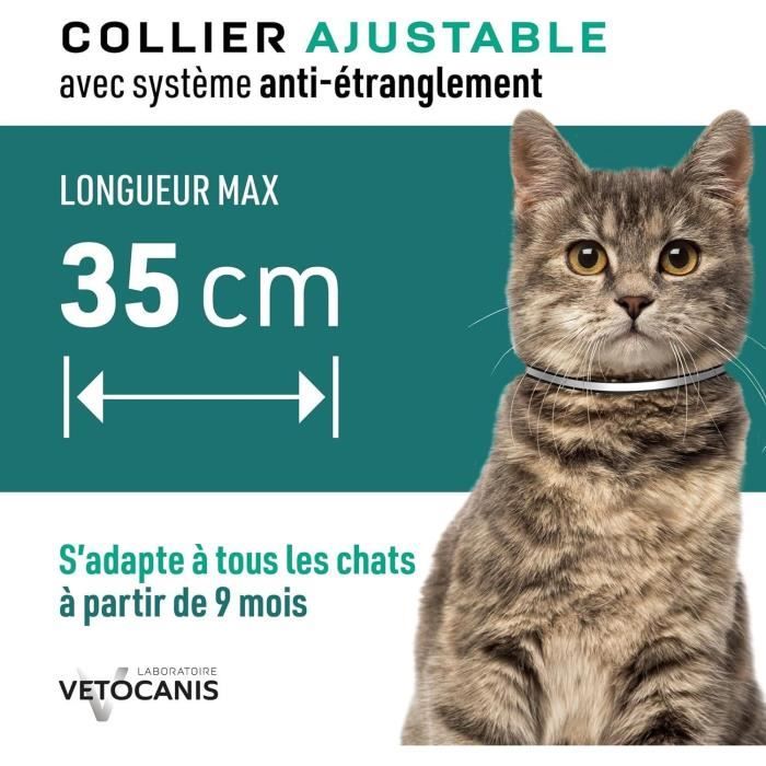 Collier répulsif anti-tiques et puces - VETOCANIS - Noir Reflechissant pour Chat