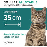 Collier répulsif anti-tiques et puces - VETOCANIS - Noir Reflechissant pour Chat