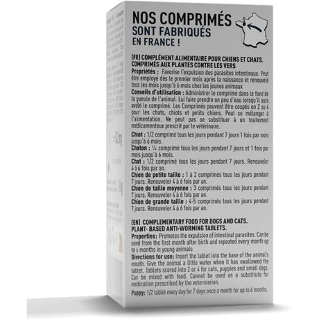 Comprimés contre les vers intestinaux - VETOCANIS - VerZen - Pour chien et chat - Boite de 30 comprimés