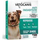 Collier répulsif puces tiques et moustiques - VETOCANIS - Chien de 10 a 20 kg - Extraits Naturels Margosa et Lavandin (Lot de 2)