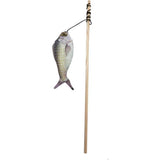 Jouet chat - AIME - Canne a peche poisson - Stick bois, poisson 15cm
