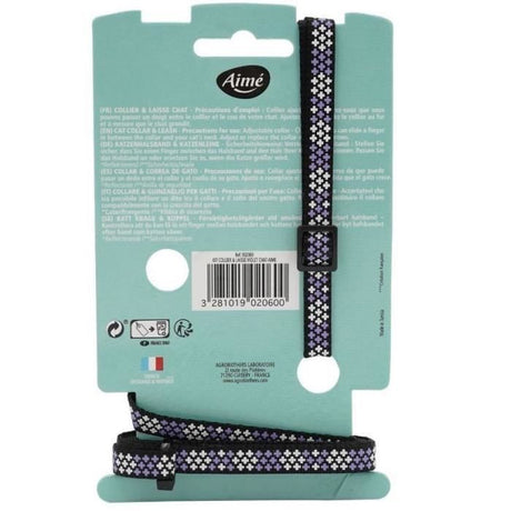 Kit collier & Laisse - AIMÉ - Reflechissant Violet pour Chat