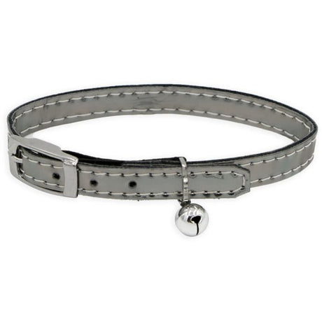 Collier pour chat - AIME - Sky miroir cuivre - Bleu nuit, clous dorés, grelot doré