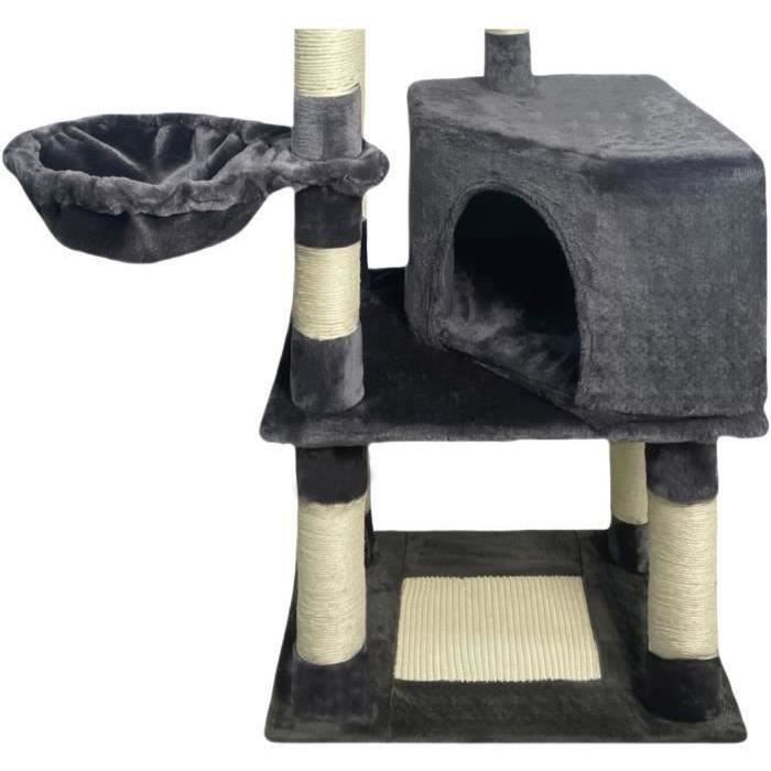 SWIFTY Arbre a chat - 55 x 40 x 138 cm - Gris foncÈ - 3 plateformes, 1 perchoir, 1 niche, poteaux a griffer