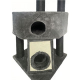 GUILY Arbre a chat stable - Idéal chats taille moyens - 50 x 50 x 141 cm - Gris foncé - 2 plateformes, 1 perchoir, 1 cabane, 1 rampe