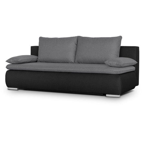 Canapé convertible - 3 places - ALAN - Tissu Gris clair / Anthracite - Coffre - 203 x 89 x 99 cm